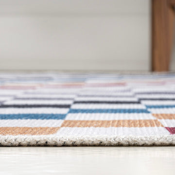 Ainsley Modern Cottage Checkerboard Washable Area Rug